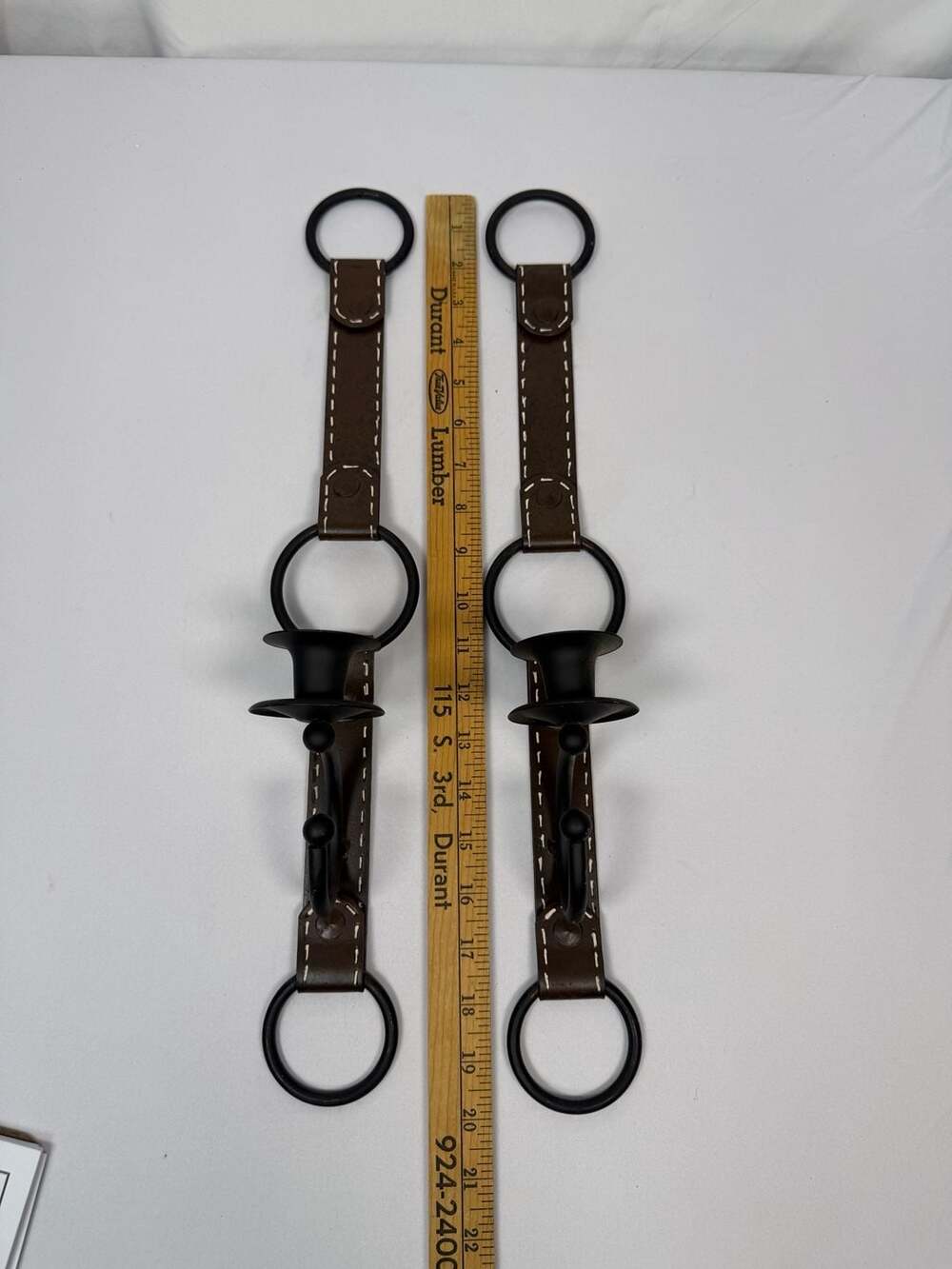 Vintage Equestrian Style Metal Wall Candle Sconces Set of 2 - Picture 6 of 6